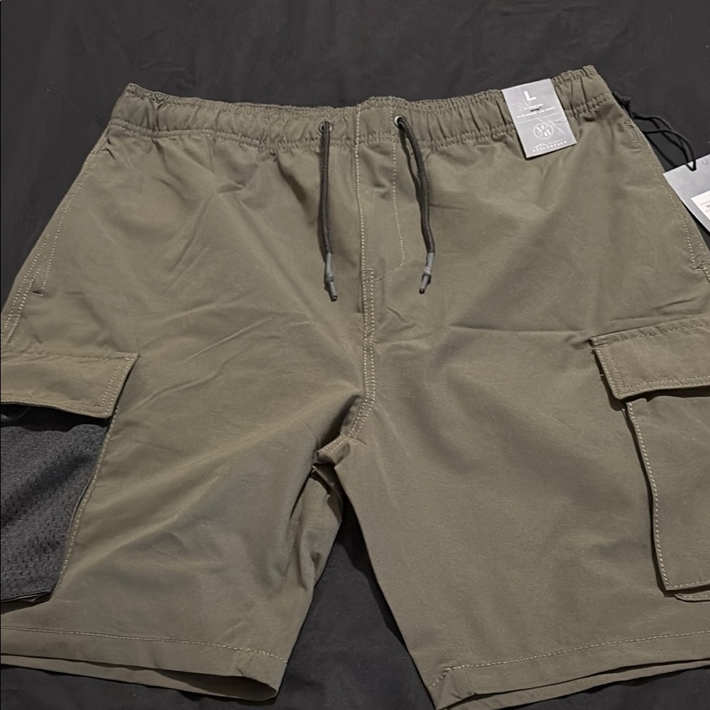 Michael Brandon Green Cargo Shorts Relaxed Fit